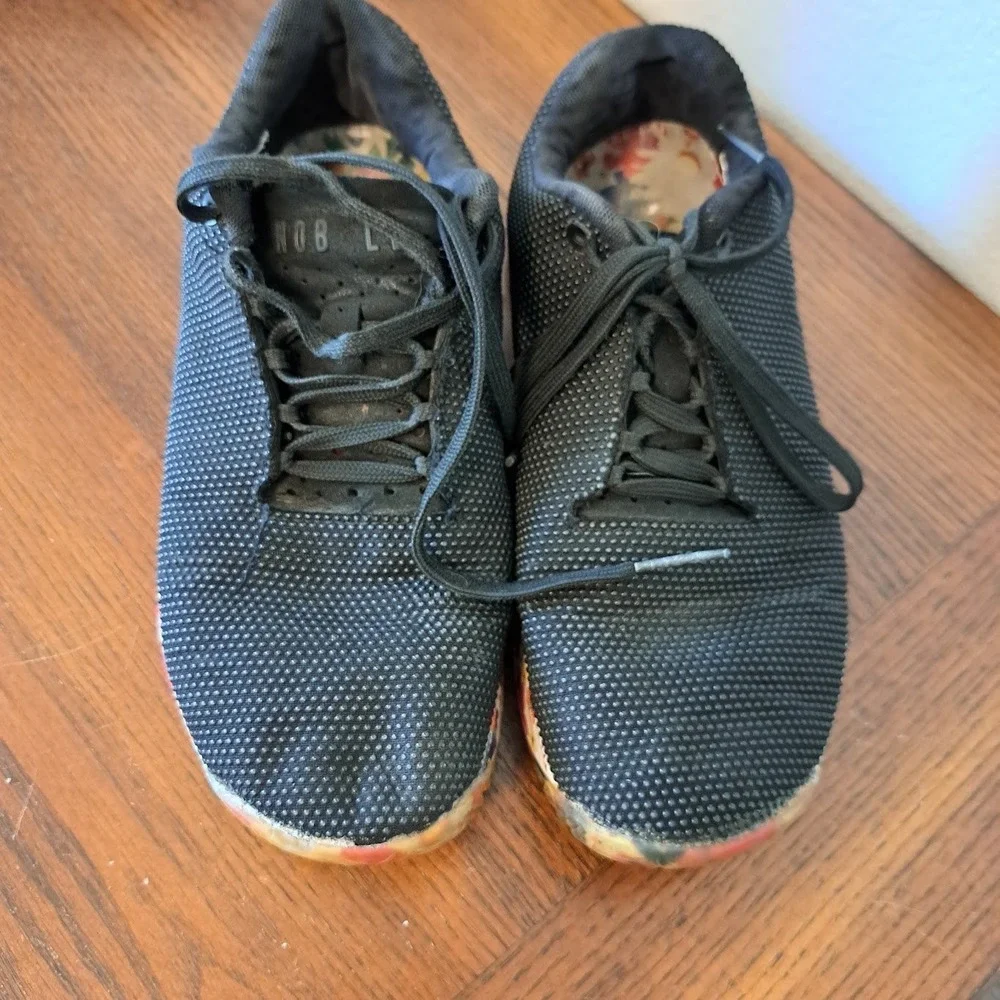 NOBULL Outwork Trainers Black Wildflower Floral Cross Training Shoes Womens 8.5